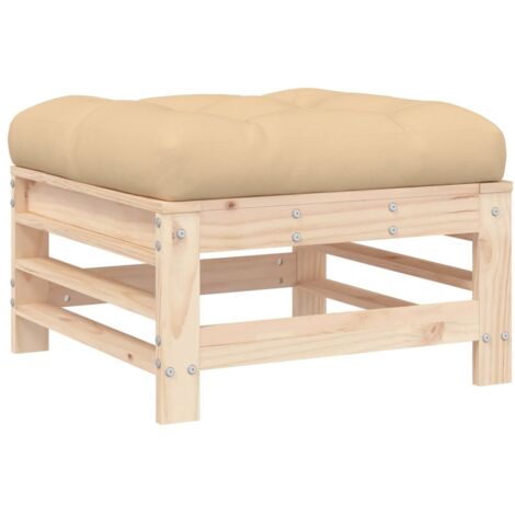 Repose-pied de jardin,Tabouret de jardin avec coussin bois de pin massif CFW90432 (1/5)