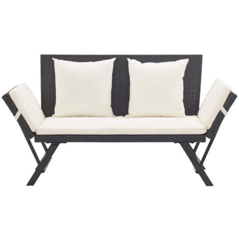 Banc de jardin,Banquette de jardin,Chaise avec coussins 176 cm Noir Résine tressée CFW50832 (1/5)