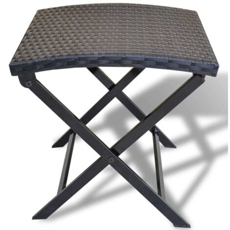 Tabouret,Repose-pied pliable Résine tressée Noir CFW70147 (1/5)
