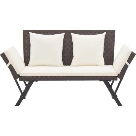 Banc de jardin,Banquette de jardin,Chaise avec coussins 176 cm Marron Résine tressée CFW73194 (1/5)