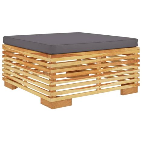 Repose-pied de jardin,Tabouret de jardin et coussin Gris foncé Bois de teck massif CFW93559 (1/5)