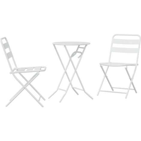 Ensemble bistrot 3 pcs,Salon de jardin Blanc Acier CFW54702 (1/5)
