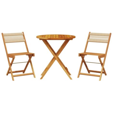 Ensemble de bistro 3 pcs,Salon de jardin beige polypropylène et bois massif CFW10106 (1/5)