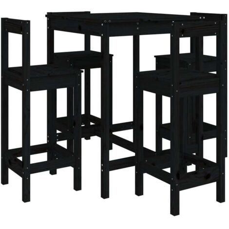 Ensemble de bar de jardin 5 pcs，Salon de jardin noir bois de pin massif CFW37906 (1/5)