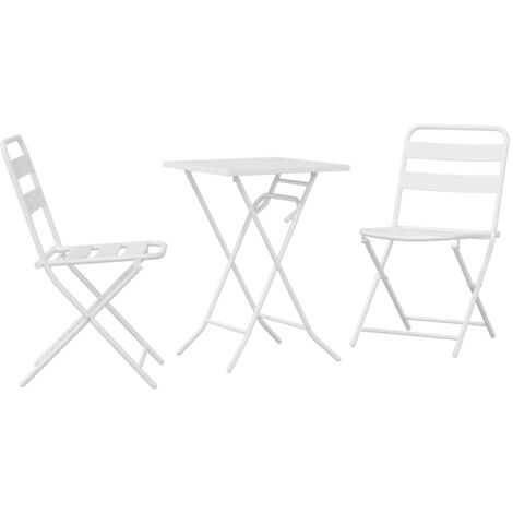 Ensemble bistrot 3 pcs,Salon de jardin Blanc Acier CFW58757 (1/5)