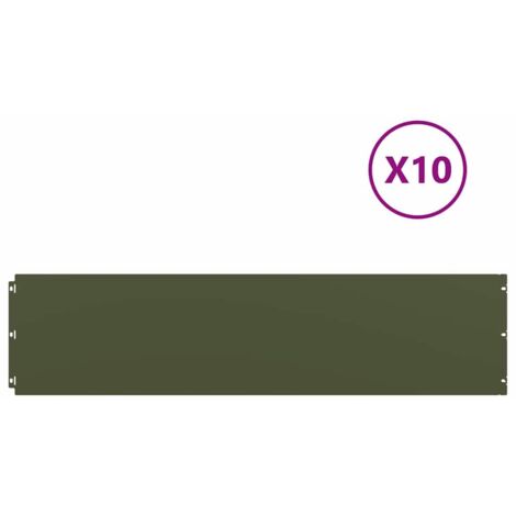 Bordures pelouse 10pcs vert olive 25x103cm acier laminé à froid CFW441602 (1/5)