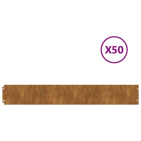 Bordures de pelouse 50 pcs 15x103 cm acier corten flexible CFW671532