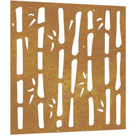 Décoration murale jardin 55x55 cm acier corten design bambou CFW280535 (1/5)