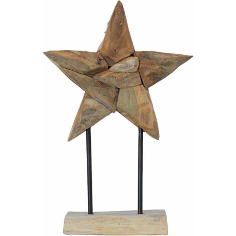 Étoile de Noël Marron 30 x 5 x 45 cm Bois de teck massif CFW842931 (1/5)