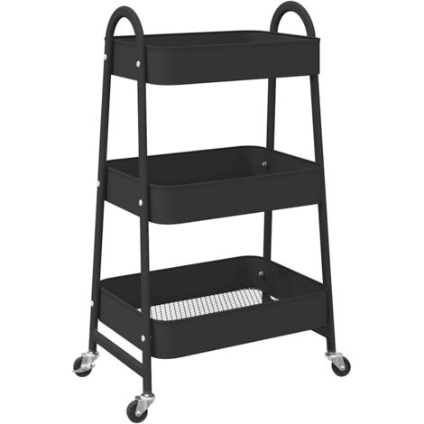 Chariot de rangement à 3 niveaux noir 42x41,5x77 cm acier CFW868070 (1/5)