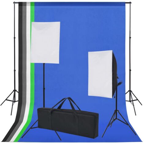 Kit d'éclairage vidéo de studio, boîte à lumière, 3 fonds noirs et blancs, support de fond pour la photographie