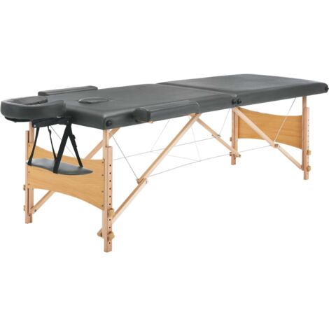 Table de massage avec 2 zones Cadre en bois Anthracite 186x68cm CFW674086 (1/5)