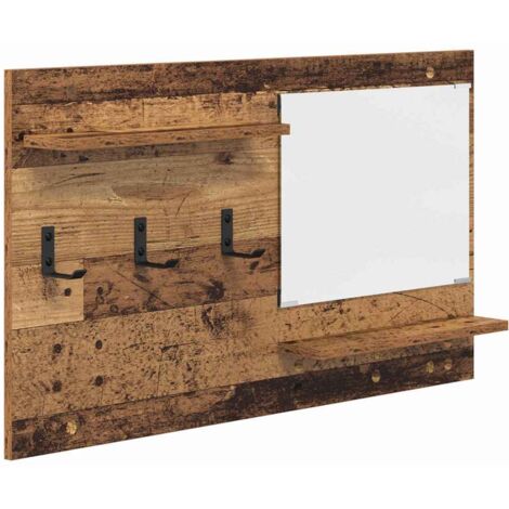 Porte-manteau mural avec étagère Bois ancien 90 x 10 x 50 cm CFW565801 (1/5)