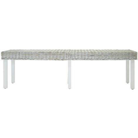 Banc Blanc 160x35x45 cm Rotin kubu naturel et acajou solide CFW583380 (1/5)