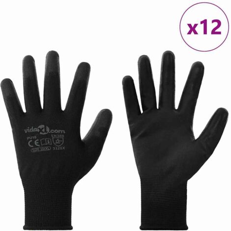 Gants de Travail 12 pcs Noir 10 / xl Polyester CFW770457 (1/5)