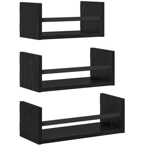 Ensemble d'étagères murales 3 pcs Chêne noir 40x16x14cm CFW430177 (1/5)