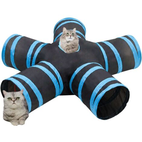 Tunnel pour chats à 5 voies Noir et bleu 25 cm Polyester CFW593873 (1/5)
