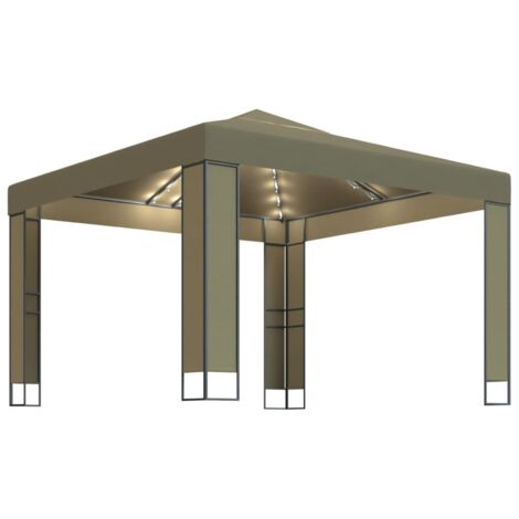 Tonnelle avec double toit et lumières LED 3x3x2,7 m Taupe CFW125806 (1/5)