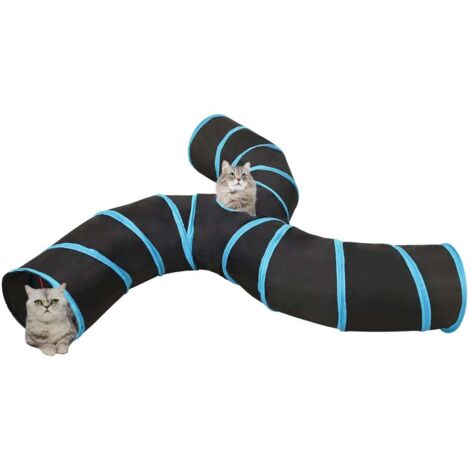 Tunnel pour chats à 3 voies Noir et bleu 25 cm Polyester CFW989537 (1/5)