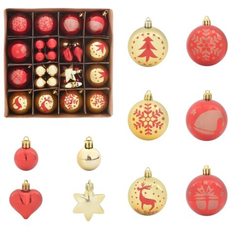 Ensemble de Boules de Noël 40 pcs or et rouge Plastique CFW590941 (1/5)
