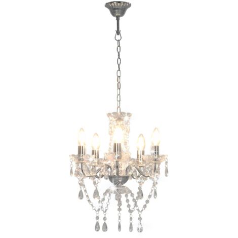 Lustre avec perles de cristal Argenté Rond 5 x E14 CFW618392 (1/5)