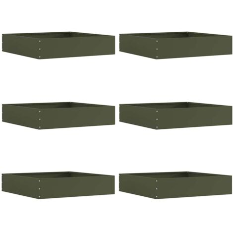 Bordure de Pelouse 6 pcs Vert olive 60 x 60 x 13 cm Acier CFW143962 (1/5)