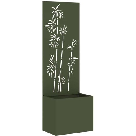 Jardinier avec Panneau Décoratif Vert olive 50 x 140 cm CFW619228