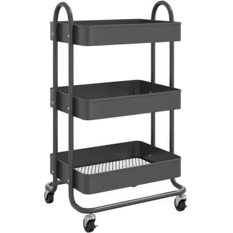 Chariot à 3 niveaux Anthracite 43x34x79 cm Acier CFW323725 (1/5)