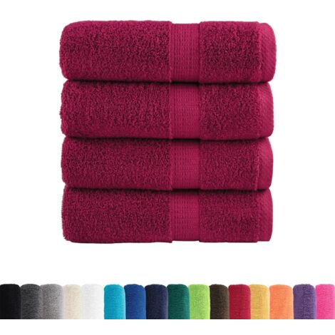 Serviettes de toilette premium SOLUND 4 pièces Bordeaux 30 x 30 cm 600 g/m² CFW991078 (1/5)