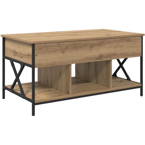 Table basse chêne artisanal 100 x 55 x 50 cm Bois d'ingénierie CFW351877 (1/5)
