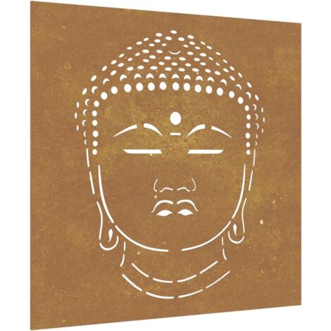 Décoration murale jardin 55x55 cm motif de tête de bouddha CFW255423
