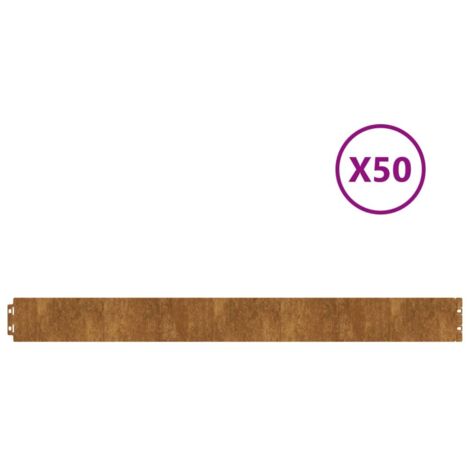 Bordures de pelouse 50 pcs 10x103 cm acier corten flexible CFW636137