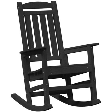 Chaise Berçante de jardin，Chaise d'extérieur Noir 70 x 92 x 108 cm HDPE CFW1778552 (1/5)