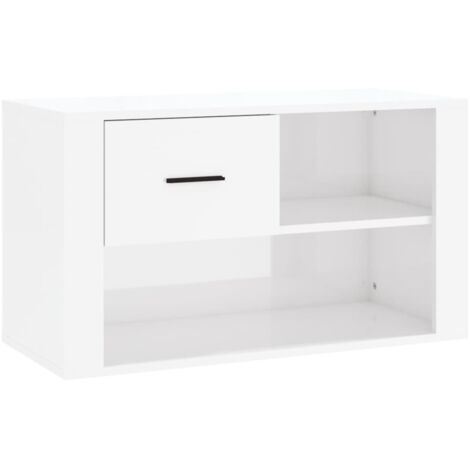 Meuble à chaussures,Armoire à chaussure Blanc brillant 80x35x45 cm Bois ingénierie CFW3164448 (1/5)