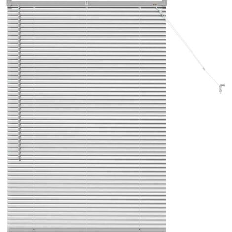 Store de Fenêtre,Store vénitien avec des rideaux Argent Aluminium CFW1525255