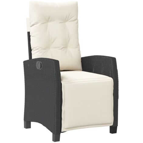 Chaise inclinable de jardin,Chaise d'extérieur et repose-pied noir résine tressée CFW6018277 (1/5)