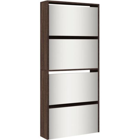 Meuble à Chaussures 3 étages avec Miroir Range-Chaussures Chêne[467