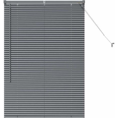 Store de Fenêtre,Store vénitien avec des rideaux Gris foncé Aluminium CFW5570889 (1/5)
