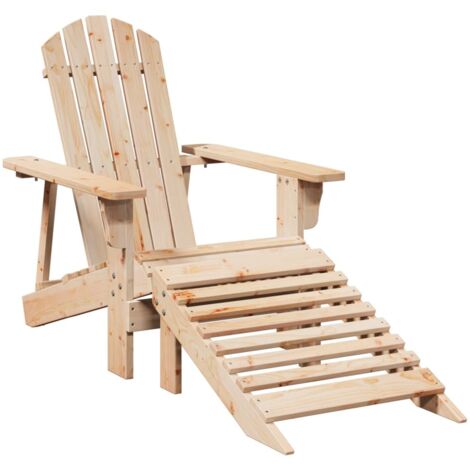 Chaise de jardin vidaXL Chaise Adirondack avec pouf bois massif de Chaise de jardin vidaXL Chaise Adirondack avec pouf bois massif de