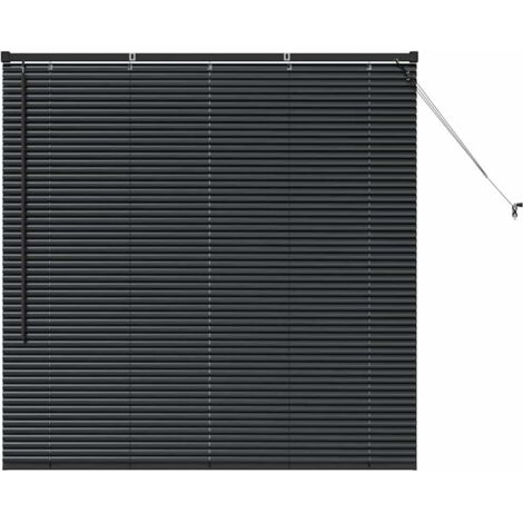 Store de Fenêtre,Store vénitien avec des rideaux Noir Aluminium CFW8252202 (1/5)
