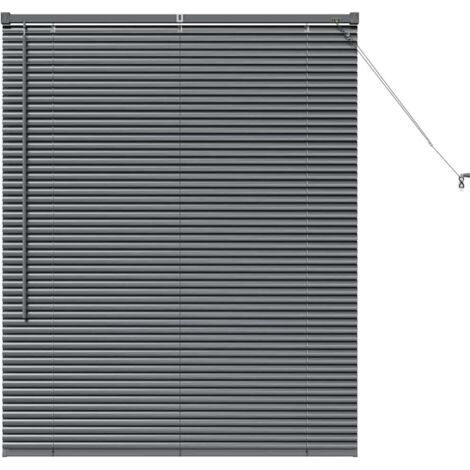 Store de Fenêtre,Store vénitien avec des rideaux Gris foncé Aluminium CFW3839209 (1/5)