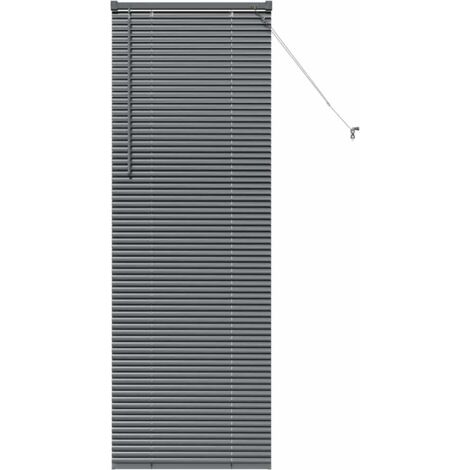 Store de Fenêtre，Store vénitien avec des rideaux Gris foncé Aluminium CFW3152742 (1/5)