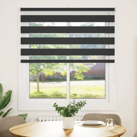 Store zèbre，Store vénitien noir 120x150 cm largeur du tissu 115,9 cm polyester CFW3050617