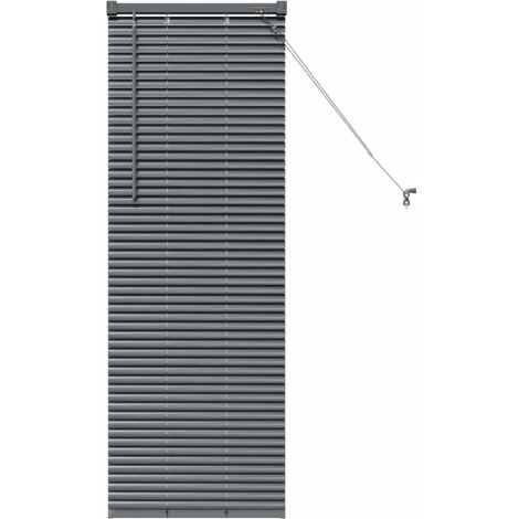 Store de Fenêtre,Store vénitien avec des rideaux Gris foncé Aluminium CFW8861608 (1/5)