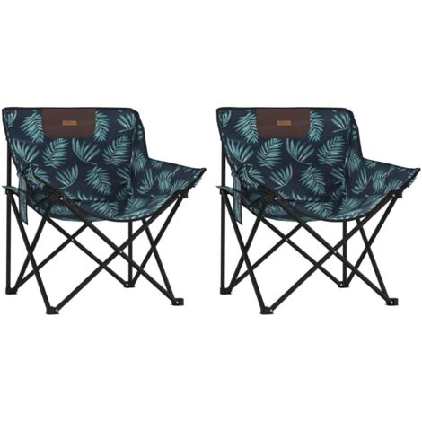 Lot de 2 Chaise de jardin，Chaise de camping avec poche pliable motif de feuille CFW2945044 (1/5)