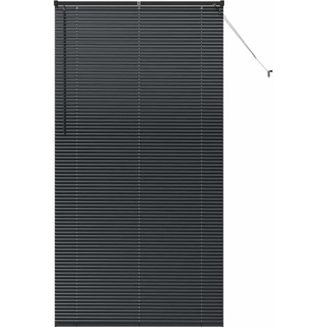 Store de Fenêtre，Store vénitien avec des rideaux Noir Aluminium CFW4588889 (1/5)