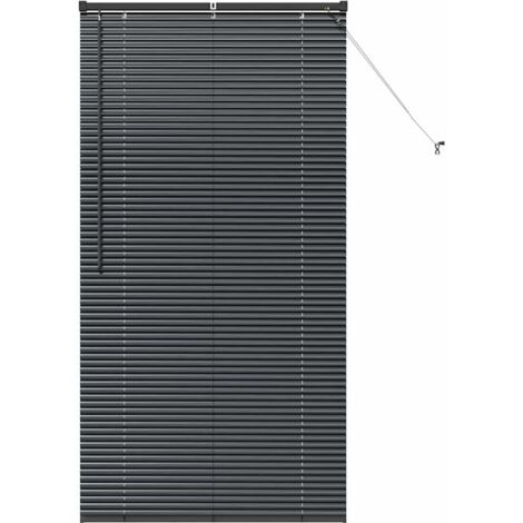 Store de Fenêtre,Store vénitien avec des rideaux Noir Aluminium CFW6060640 (1/5)