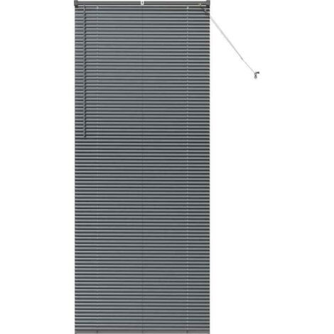 Store de Fenêtre，Store vénitien avec des rideaux Gris foncé Aluminium CFW7440299
