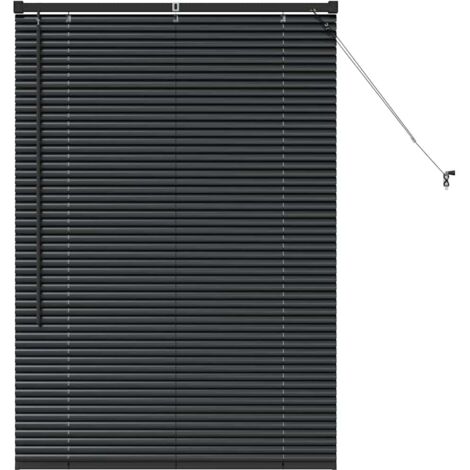 Store de Fenêtre,Store vénitien avec des rideaux Noir Aluminium CFW7010979 (1/5)