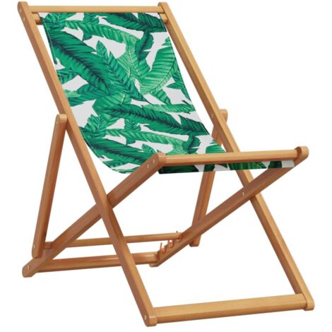 Chaise de jardin,Chaise pliable plage motif de feuilles bois d'eucalyptus/tissu CFW1847537 (1/5)